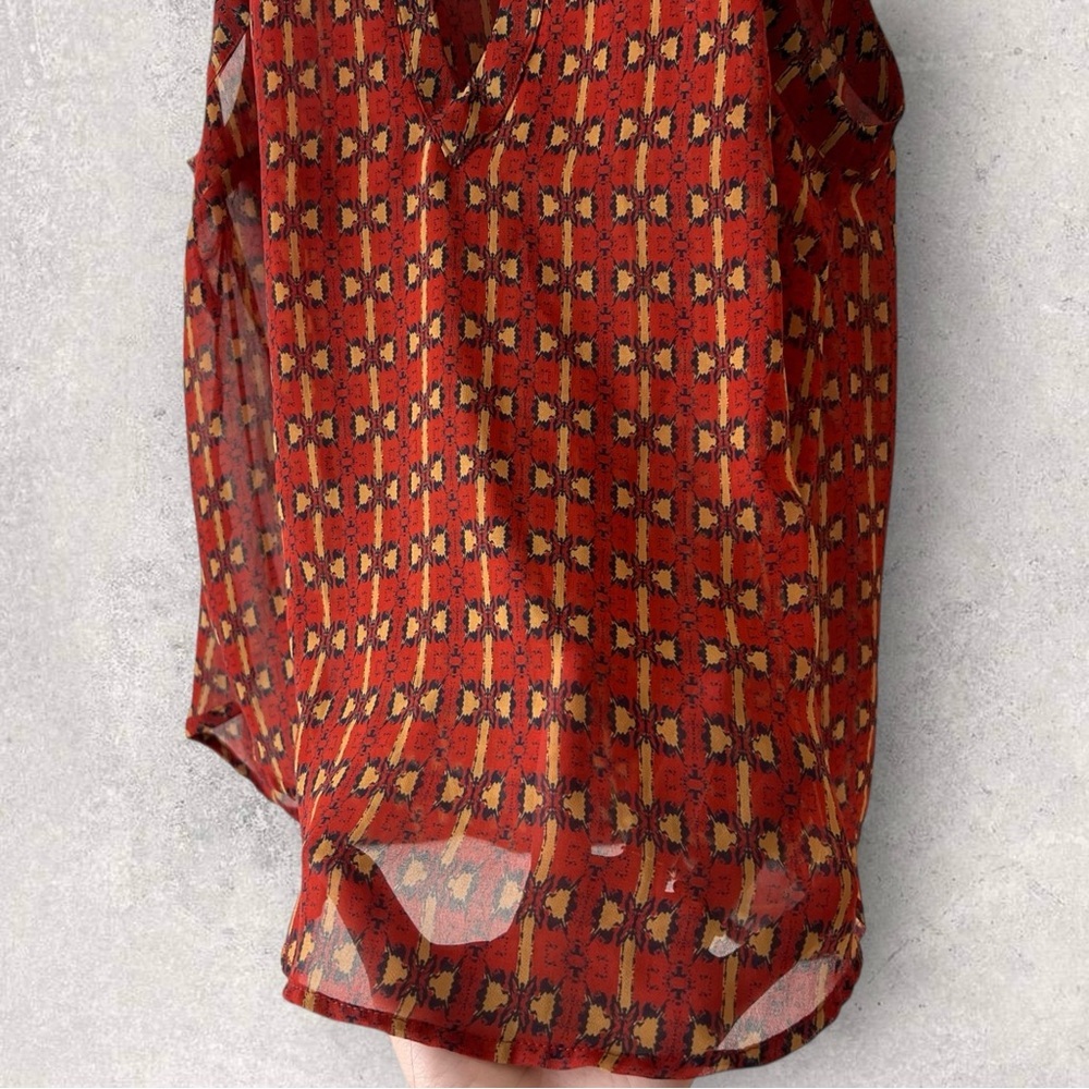 ASTR the Label Orange Yellow Aztec Pattern Keyhole Cowl Sheer Tank Size S - Picture 3 of 9